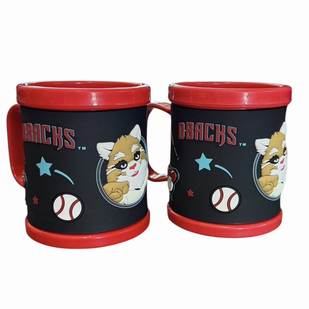 Arizona Diamondbacks Baxter Mugs (2) MLB Baseball Rubber Sleeve 3D Plastic‎ READ